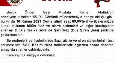 Lüleburgaz’da saat 9’u 5 geçe sirenler Atatürk için çalacak