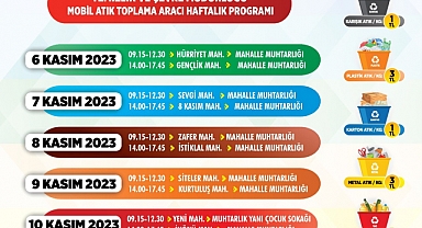Mobil Atık Toplama Aracı haftalık programı