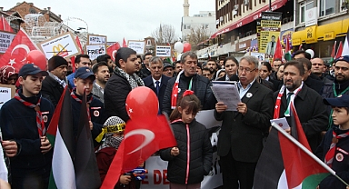 Edirne'de, Filistin'e destek yürüyüşü düzenlendi