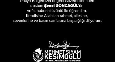 Kesimoğlu'ndan taziye mesajı