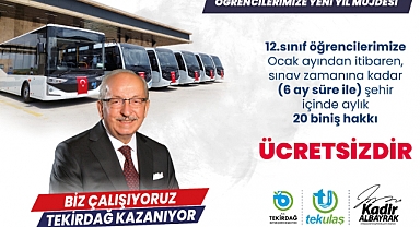 Tekirdağ'da öğrencilere ulaşım ücretsiz olacak!