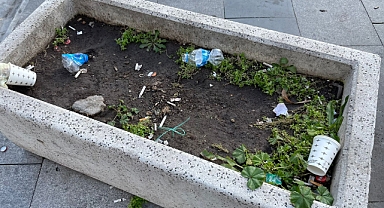 Çiçek Saksıları Çöp Kutusu Oldu