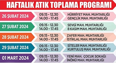 Atık Toplama Programı Yayınlandı