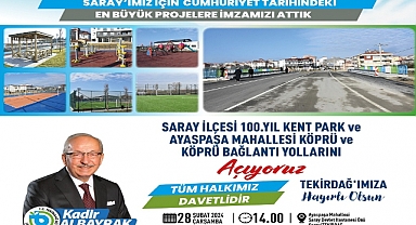 BÜYÜKŞEHİR'DEN SARAY'A MODERN KENT PARK-SOSYAL TESİS VE KÖPRÜ