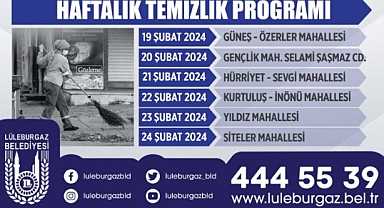Haftalık Temizlik Programı Yayınlandı