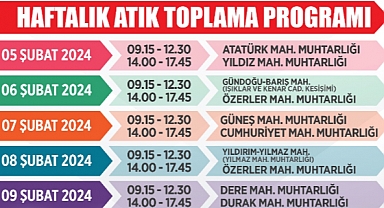 Mobil Atık Toplama Aracı Haftalık Programı