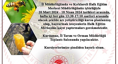 Kırklareli'nde Arı Yetiştiriciliği Kursu İçin Kayıtlar Başladı