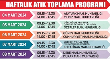 Lüleburgaz Belediyesi’nden Atık Toplama Programı: 4-8 Mart 2024