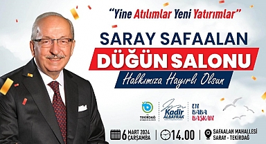 Tekirdağ Büyükşehir Belediyesi’nden Safaalan Mahallesi'ne Yeni Düğün Salonu
