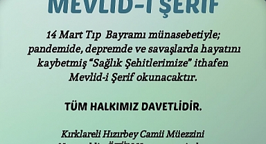 Kırklareli İl Sağlık Müdürlüğü, Tıp Bayramı'nda Sağlık Şehitlerini Anacak