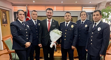 Babaeski İlçe Emniyet Müdürü ve Ekibi, Belediye Başkanı Fırat Yayla'yı Ziyaret Etti