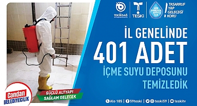 SAĞLIKLI SU TEMİNİ İÇİN DEPOLAR TEMİZLENEREK DEZENFEKTE EDİLİYOR