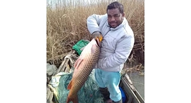 Gala Gölü’nde 18 kilo ağırlığında sazan balığı yakalandı