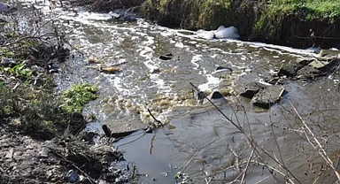 Saranlı Deresi'nin rengi değişti, kötü koku yayıldı
