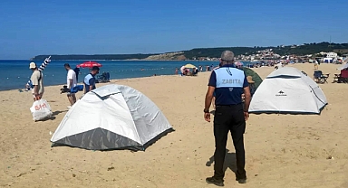 Saros Körfezi’nde sahillere izinsiz kurulan çadırlar kaldırıldı