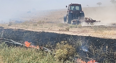 Edirne’de anız yangınında 2 bin 500 metre sulama borusu kullanılamaz hale geldi