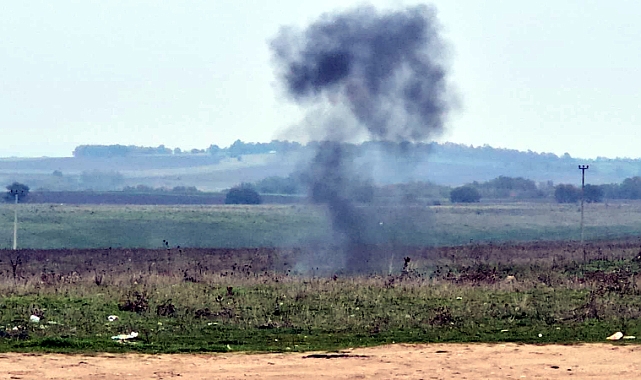 Edirne'de köy merasında bulunan top mermisi imha edildi