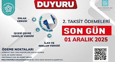 Süleymanpaşa Belediyesi Vergi Ödemeleri İçin Son Gün 1 Aralık