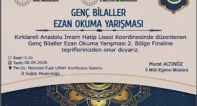 Genç Bilaller Ezan Okuma Yarışması Kırklareli’nde Düzenleniyor