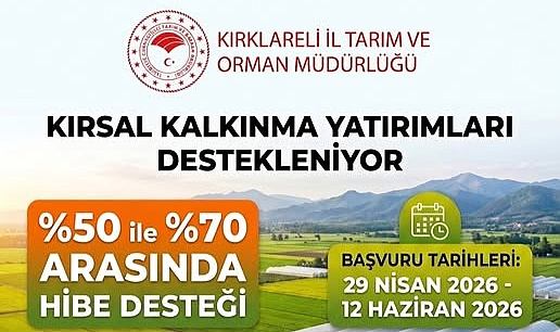 Kırklareli’nde Kırsal Kalkınma Destekleri İçin Başvurular Sürüyor