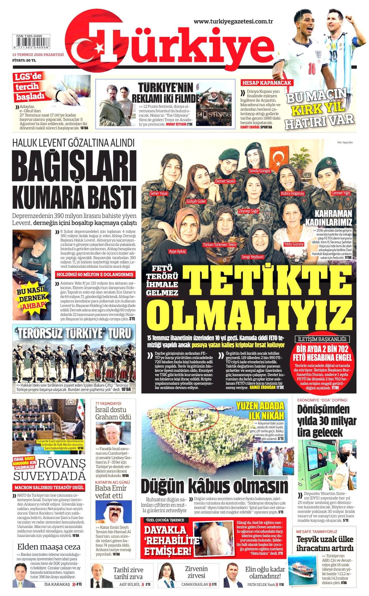 Türkiye Gazetesi Gazete Manşeti